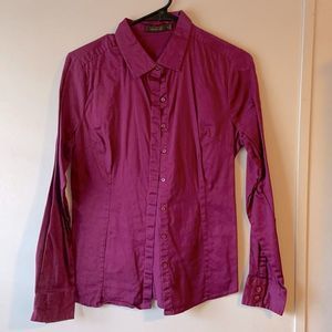 Pink Collared Long Sleeve Blouse Shirt